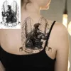 Tattoo Transfer 3D Black Large Warrior Shield Temporary Tattoos For Men Adult Anchor Lion Tiger Wings Realistic Fake Tattoo Chest Tatoos 240427