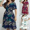 Casual Dresses Party Flower A Line Long Boho Plus Women Floral V Neck Print Size Sleeveless Dress Vestidos Femenino