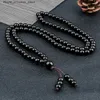 Collane a sospensione che brillano per perle di pietra naturale nera Collana Obsidiana opaca 108 MARA PERCHIGGIO Meditazione Yoga Gioielli Q240426