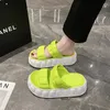 Slippers 2024 Solid Color Women Fashion Slip On Open Toe Commory Ladies Platform Heel не современный