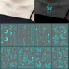 Eili Tattoo Transfer Blue Luminous Glow Tattoo Sticker Waterdichte tijdelijke vinger pols Body Art False Butterfly Tattoo For Music Festival Party 240426