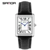 Sanda rechthoekige polshorloges voor vrouwen Silver Case horloges luxe merk Lederen band Quartz Clock Zegarek Damski 1108 240425