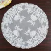 Tableau blanc blanc rond à broderie couverture