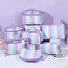 Ins Popular Colorful Love Cosmetic Bag Set Purple Gradient Love Rainbow Portable Toiletry Storage Bag