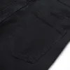 メンズジーンズファッションホールパッチエラスティックタイトフィッティングメンズジーンズジーンズブラックレディースポリエステルカジュアルブラックデニムパンツル2404