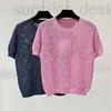 Kvinnors t-shirt designer xiaoxiangfeng ~ tidigt vår ny ihålig krok blommor bordsmönster jacquard rund hals stickad topp bantning perspektiv t-shirt för kvinnor 42l8