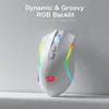 Redragon M693 BT 24G Bluetooth Gaming Bluetooth 8000 DPI Mouse Conexão de 3mode RGB Luz de fundo para PCMaclaptop White 240419