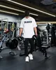 Мужские футболки Новая бега спортивная футболка мужская тренажерный зал фитнес с коротким рукавом.
