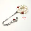 Tasbih Natural Fraphwater Pearls 100％本物の真珠赤はイスラム教徒のイスラム女性ジュエリーファッションネックレスアラビアアクセサリー240415