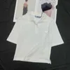 Women's T-Shirt designer South Oil Direct Summer New White Design Feeling Pure Cotton Short Version Small Figure Flip Neck Triangle Label T-shirt D9N4