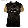 Men's T-Shirts 3D Egyptian Pharaoh Printed T-shirt Summer Casual Retro T-shirts Eye of Horus Mens Fashion Oversized Short Sleeve Tops Q240426