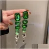 Bengelen kroonluchter vierkante groene kristal oorbellen oversized ladys lange geometrisch voor vrouwen mode sieraden drop levering dh0yj