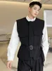 Herenvesten Luzhen Koreaanse trendy gordel versieren Vestjas 2024 Hoogwaardige elegante mouwloze waastcoat Mode kleding LZ2770