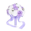 Kwiaty dekoracyjne Róże Pearl druhna ślub ślubny bukiet sztuczny jedwabny jedwabny garnek na zewnątrz