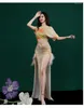 Scene Wear Bellydance Long Dress Set Sexig kostymövning Fashion Clothes Performance Dance för Oriental 2024