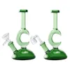 Paladin886 GB035 Glass Water Bong About 18cm Height Green Half Moon Shaped Dab Rig Smoking Pipe Water Bubbler Bongs 14mm Male Dome Bowl Quartz Banger Nail