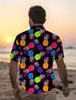 Men's Casual Shirts Pineapple Tropical Mens Shirt Summer Aloha Shirt Casual Holiday Summer Spring Turndown Short Sleeve Stretch Fabric Shirt 240424