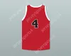 Aangepaste nee naam heren jeugd/kinderen dino martin 4 providence stoomrollers rode basketbal jersey 1 gestikt s-6xl