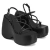 Verkoop damesschoenen Romeinse stijl sandalen waterdicht platform dikke bodem helling hak sexy zomer sandaal dames flip flop sandles hakken 240228