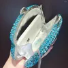 Drawstring Xiyuan Blue Gold Green Red Champagne Avond Turnus en handtas Wedding Party Dinner Crystal Shinny Clutch Bag vrouwelijke prom -portemonnee