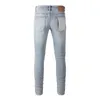 Damesbroeken Hoge kwaliteit 2024 Paarse Roca Brand Jeans Fashion Light Blue Knie Goles Slim Fit reparatie 28-40 Maat