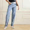 Jeans femminile stampato in cotone lavata versatile pantaloni larghi versatili di alta qualità y2k estate 2024!