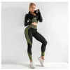 Saisies de survêtement pour femmes Sports et fitness Fitness Femmes Running Suit Fitness Yoga Fitness Ensemble d'exercices de yoga à manches longues Set Womens Gym 240424