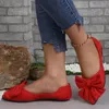 Donne Flats Bow Scheroni puntati di punta di piedi femminile in pelle scamosciata scarpe da passeggiata in cambio sandali casual sandali zapatillas mujer 240411