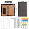 Affärsbudgetplanerare PU Leather Folder Padfolio Binder Cash Envelope Organizer med Clear Zipper for Man