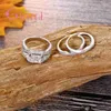 Cluster Rings Brand Ring Set Silver 925 Jewelry Luxury Wedding Anillos for Women Valentines Day Gift Shiny Zircon Bague