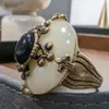 Amorita Boutique vintage White Agate Design Party Ring 240423