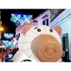 Modèle de dessin animé de cochon gonflable rose en gros de l'éclairage géant rose avec souffleur d'air pour la publicité décorative du centre commercial, événement 002