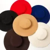 Buckets European Fashion Retro Light plana Top Big Brim Top Capt Hat Hatwalk Stage Modeling Modeling Felt Big Brim Hat 6 Cor