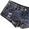 Shorts femininos 24 novas mulheres de verão Sexy Baixa Blue Hole Ripped Ripped Denim Short Clubs Bars Beach Y240425