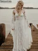 Boheemse lieverd Appliques Lace Mermaid Wedding Jurken Afneembare mouw Bridal Jurys Robe de Mariee