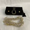 Crossbody Bag Women Purse Kedja axelväskor svart frostad liten handväska med gyllene pärlor färg kristall diamantdekoration