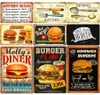 Vintage Mutfak Kuralları Plak Burger Fries Metal Tin Sign Cafe Ev Oda Dekor Fast Food Metal Plaka Yemek Duvar Poster N3766315422