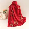 Shawls New spring and summer female literary national wind shawls cotton and linen long sunscreen travel scarf dual-purpose embroidery d240426