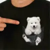 Tシャツcloocl 100％コットンポケットTシャツ夏のパグ子犬プリントされたTシャツの女性シャツのトップス面白い綿黒ティードロップ出荷