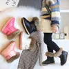 Boots Mudipanda Winter Thicken Plush Snow Bota Child Warm Leather Short Baby Infant Children's Rubber Pink White Shoes