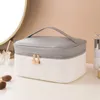 Colorblock Compartment Cosmetic Bag Light Luxury Portable Handbag Multifunctional Waterproof Toilet Bag Travel Pu Storage Bag