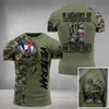 Tactical T-shirts French flag mens T-shirt quick drying top French badge totem T-shirt 3D forest camouflage T-shirt short sleeved 240426