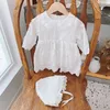 Girl's Dresses Baby Girls Princess Dress+Hat legant Lace White Birthday Baptism Clothing Newborn Party Costume Dresses Toddler Wedding Gown d240425