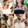 Tatueringsöverföring 32 ark akvarell djur tillfälliga tatueringar för kvinnor män vuxna falska tatueringar klistermärke tiger lejon skalle blomma tatuering pasta diy 240426