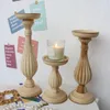 Ljushållare supu ställer in trärandelaBra Creative Candlestick Holder Flower Pillar Stand Tabell Desktop Decoration Wedding Decor