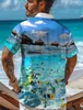 Chemises décontractées pour hommes chemises pour hommes hawaïens nautiques Summer Summer Aloha Casual Holiday Summer Spring Tripdown Short Stretch Tissu Stretch Tissu 240424
