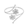 Pulseira grande pulsão de flores/folhas pulseiras ajustáveis pulseiras de mão jóias de mão exclusiva de braços abertos acessórios elegantes