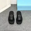 Modeontwerper Nieuwe Summer Slippers Solid Color Inverted Triangle Letter Leather Leer Simple Flip-Flops Men and Women Casual Fashion Light Luxury Slippers 2024