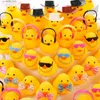 Sand Play Water Fun 48 pieces of rubber duck bath toys with loose yellow cart decoration equipped 12 pairs sunglasses cowboy hats bows Q2404261