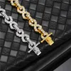Strands Hip Hop 9mm Infinite Cuban Link Chain Sparkling Ice Set Crystal Necklace Bracelet for Mens Jewelry Fashion Gift 240424